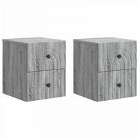Sieninis naktinis staliukas 2 pcs Pilka sonoma ąžuolo