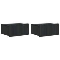 Sieninis naktinis staliukas 2 pcs Juoda 49 x 34,5 x 24 cm