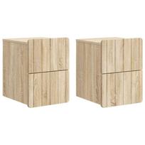 Sieninis naktinis staliukas su stalčių 2 pcs Sonoma ąžuolas