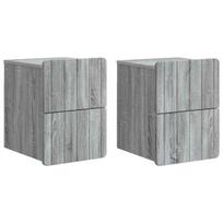 Sieninis naktinis staliukas 2 pcs Pilka sonoma ąžuolo