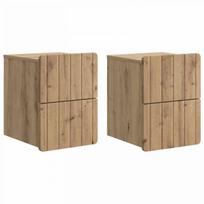 Sieninis naktinis staliukas su stalčių 2 pcs Artisano ąžuolo