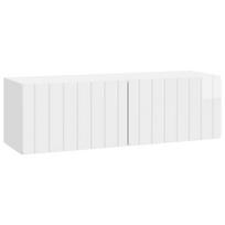 Sieninė TV spintelė Itin blizgi balta 98 x 31 x 30 cm