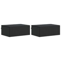 Sieninis naktinis staliukas 2 pcs Juoda 49 x 34,5 x 20 cm