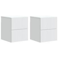 Sieninis naktinis staliukas 2 pcs Balta 33 x 34,5 x 40 cm