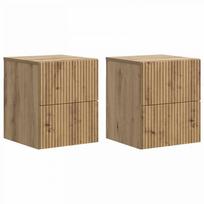 Sieninis naktinis staliukas su stalčių 2 pcs Artisano ąžuolo