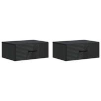 Sieninis naktinis staliukas 2 pcs Juoda 49 x 34,5 x 20 cm