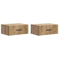 Sieninis naktinis staliukas su stalčių 2 pcs Artisano ąžuolo