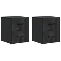 Sieninis naktinis staliukas 2 pcs Juoda 34,5 x 33 x 40 cm