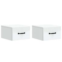 Sieninis naktinis staliukas 2 pcs Balta 34,5 x 33 x 20 cm