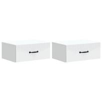 Sieninis naktinis staliukas 2 pcs Balta 49 x 34,5 x 20 cm