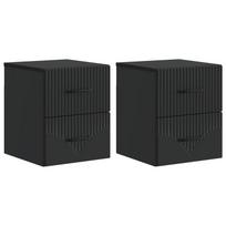 Sieninis naktinis staliukas 2 pcs Juoda 34,5 x 33 x 40 cm