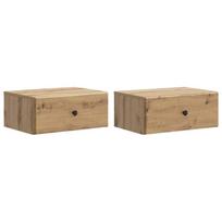 Sieninis naktinis staliukas su stalčių 2 pcs Artisano ąžuolo