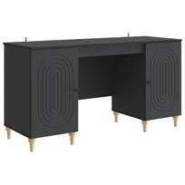 Stalas su lentyna Juoda 142,5 x 50 x 75 cm Apdirbta mediena