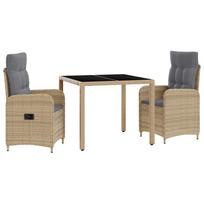 Lauko valgomojo komplektas 3 pcs Bežinė ir šviesiai pilka