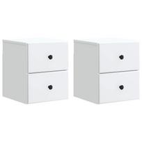 Sieninis naktinis staliukas 2 pcs Balta 34,5 x 33 x 40 cm