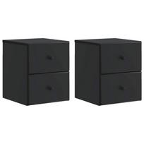 Sieninis naktinis staliukas 2 pcs Juoda 34,5 x 33 x 40 cm