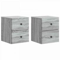 Sieninis naktinis staliukas 2 pcs Pilka sonoma ąžuolo