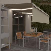 Automatinė markizė su uždanga/LED/vėjo jutikliu, kreminė, 6x3m