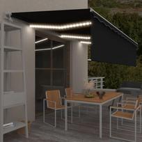 Markizė su uždanga/LED/vėjo jutikliu, antracito, 6x3m