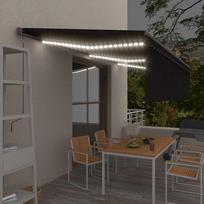 Markizė su uždanga/LED/vėjo jutikliu, antracito, 6x3m
