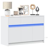 Televizoriaus spintelė su LED, balta, 91x34x61cm, mediena