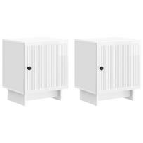 Šalia lovos spintelė 2 pcs Itin blizgi balta 43 x 34,5 x 50 cm