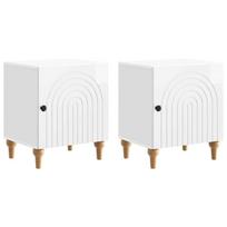 Šalia lovos spintelė 2 pcs Itin blizgi balta 43 x 34,5 x 50 cm