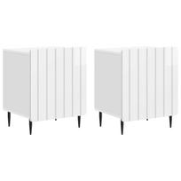 Šalia lovos spintelė 2 pcs Itin blizgi balta 43 x 34,5 x 52 cm