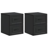 Sieninis naktinis staliukas 2 pcs Juoda 34,5 x 33 x 40 cm