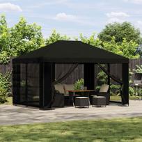 Pavėsinė 4 × 3 m Juoda Poliesteris ir plienas 190