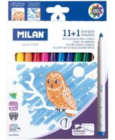 Trinami flomasteriai MILAN, 11 spalvų ir 1 tryniklis