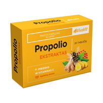 VIVAVIT maisto papildas PROPOLIO EKSTRAKTAS + IMBIERAS IR VITAMINAS C, 20 tab.