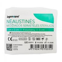 INGENCARE sterilios neaustinės medžiagos servetėlės, 4 sluoksnių, 5 cm x 5 cm, 5 vnt.