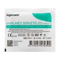 INGENCARE sterilios marlinės servetėlės, 8 sluoksnių, 7,5 cm x 7,5 cm, 5 vnt.