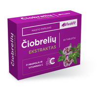 VIVAVIT maisto papildas ČIOBRELIŲ EKSTRAKTAS + PROPOLIS IR VITAMINAS C, 20 tab.
