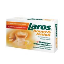 LAROS HONEY & LEMON 2 mg/0,6 mg/1,2 mg kietosios pastilės N24