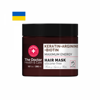 THE DOCTOR plaukų kaukė KERATINAS + ARGININAS + BIOTINAS, 295 ml