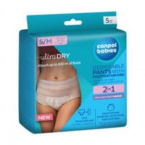 CANPOL BABIES vienkartinės kelnaitės po gimdymo 2 IN 1, S/M, 5 vnt.