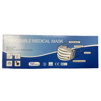 Medicininė apsauginė veido kaukė, vienkartinė, 3 sluoksnių, su gumytėm, 50 vnt.