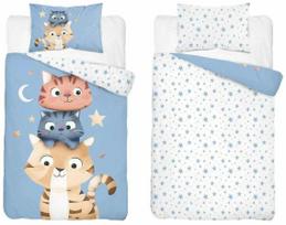 Vaikiškas patalynės užvalkalų komplektas Kittens PPG-162, mėlyna sp./balta sp./rusva sp., 100 x 135 cm