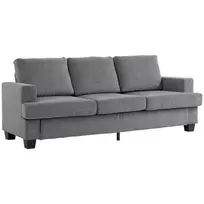 HOMCOM 3 vietų sofa, svetainės sofa 3 asmenims, audinio danga, plieno rėmas, minkšta sofa, pilka