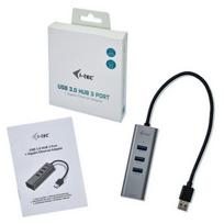 i-tec USB-A Hub 3-Port USB 3.0 + Gigabit Ethernet Adapter, Metal