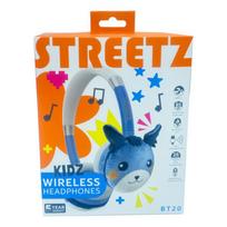 Vaikiškos „Bluetooth“ ausinės STREETZ pliušinės, mikrofonas, mėlynos BT20-BLU / 6612134