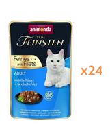 ANIMONDA Vom Feinsten Fines mit Filets Adult Vištiena ir menkės filė 24x85g drėgnas maistas katėms