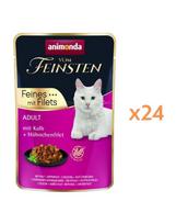 ANIMONDA Vom Feinsten Fines mit Filets Adult Veršiena ir vištienos filė 24x85g drėgnas maistas katėms