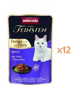 ANIMONDA Vom Feinsten Fines mit Filets Adult Elnias ir kalakutų filė 12x85g drėgnas maistas katėms