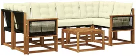 Lauko sofos komplektas su pagalve 7 pcs Natūralus ir grietinėlė