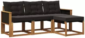 Lauko sofos komplektas 4 vnt. Natūrali ir juoda