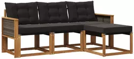 Lauko sofos komplektas 4 vnt. Natūrali ir juoda