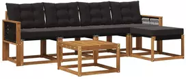 Lauko sofos komplektas su pagalve 6 pcs Natūrali ir juoda